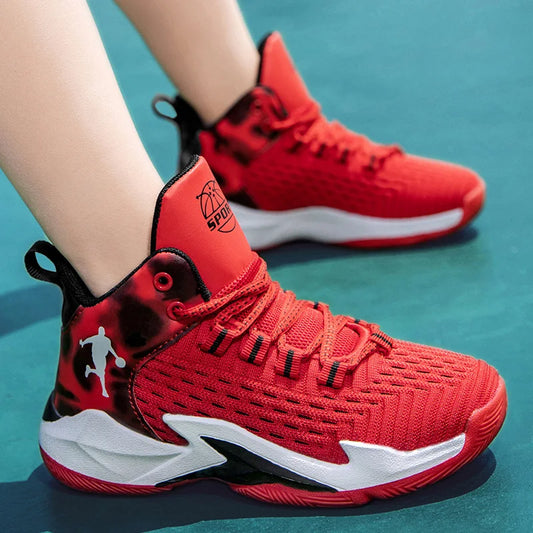 Boys Air Mesh Basketball Shoes Kids Sneakers Thick Sole Non-slip Children Sports Shoes Child Boy Basket Trainer Shoes Girls 8 10