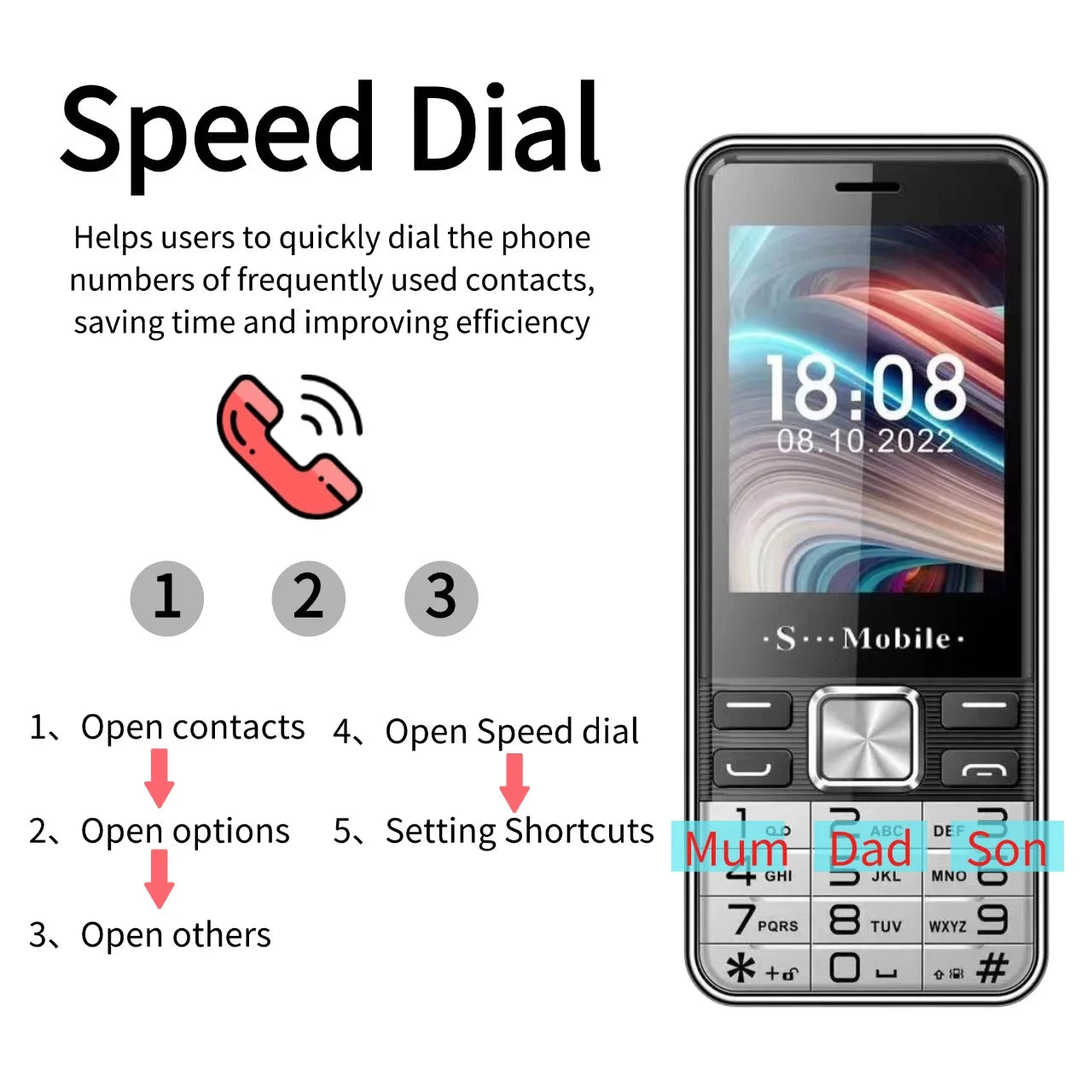 Low Price Elderly Mobile Phone Four Sim Card 2.8" Big Screen Large Push Button Big Battery Speed Dial Cheap Senior Cellphone