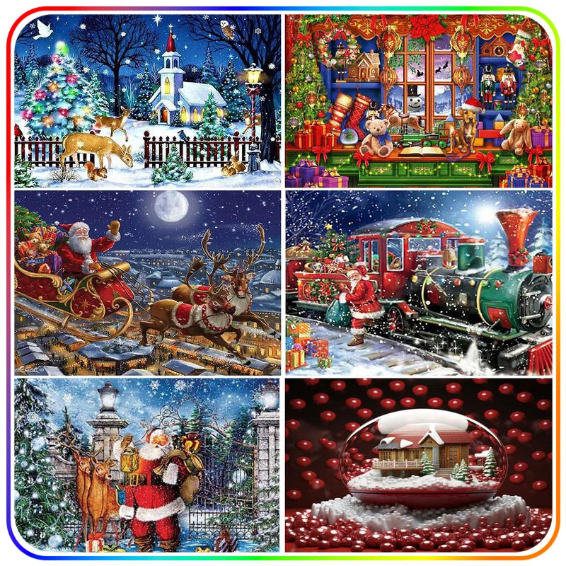 SDOYUNO Diamond Painting Christmas Scenery Diamond Mosaic Paintings Set Adults Crafts Diamond Painting Pictures Diamond Art Kits