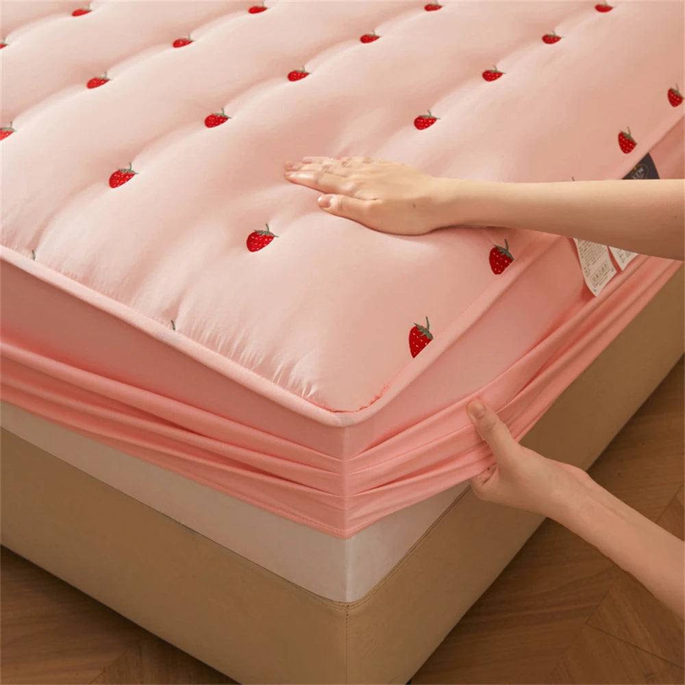 Thicken Mattress Cover 90x200cm Fitted Sheets Queen Size Elastic Bed Sheets Quilted Embroidered Bed Covers 매트리스커버 Mattress Pad