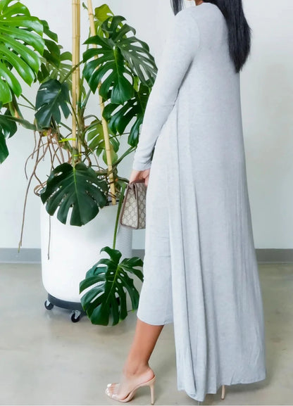 Women's Fashion Women's Solid Color Long Cardigan Dress Set Sexy and Elegant Long Sleeves Female Clothing Outfits for Women