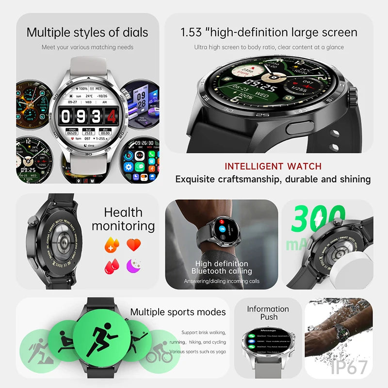 For Huawei GT5 Pro New GPS Smart Watch Men AMOLED HD Screen Heart rate Bluetooth Call NFC IP68 Waterproof Healthy Smartwatch Man