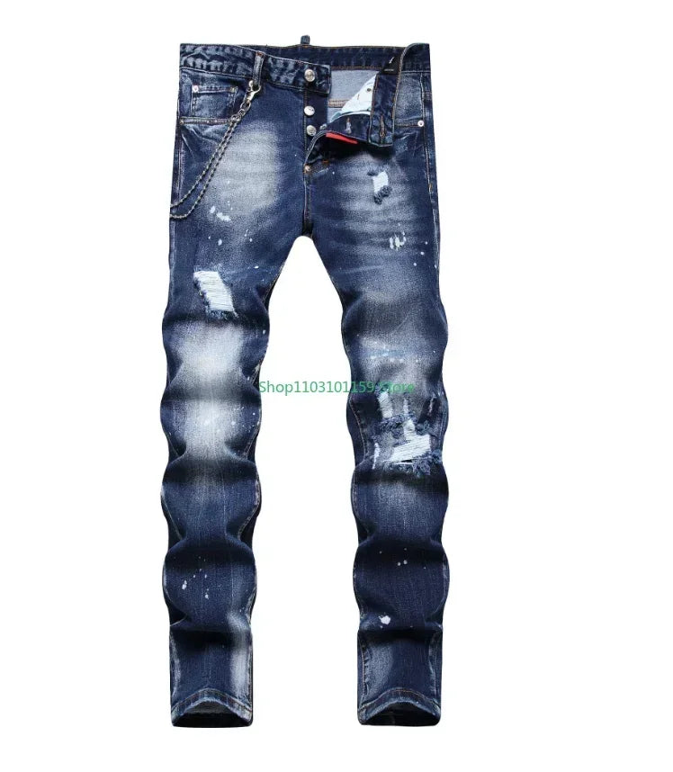 Y2K Mens Stretch Skinny Jeans Quality Street Fashion Slim Fit Jeans Male  Blue Denim Pants Men Skinny Ripped Jeans Size 44-54