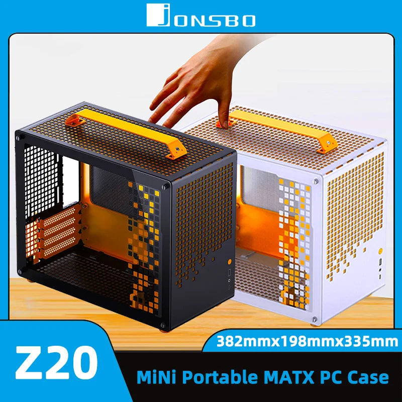 JONSBO Z20 MATX Chassis Detachable Portable Mini Desktop Gaming Computer Chassis Transpare PC Support 363mm Graphics ATX Power