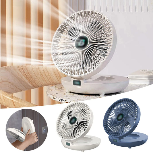 Optimize product title: Rechargeable USB Charging Foldable Table Fan - Mini Portable Air Cooler with Wall Mounted and Ceiling Fan Capability - Electric Ventilator for Cooling