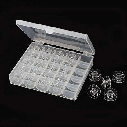 25Pcs Clear Sewing Machine Bobbins Spools Empty Bobbins Spools Plastic Storage Box For Home Sewing Accessories Tools AA7650