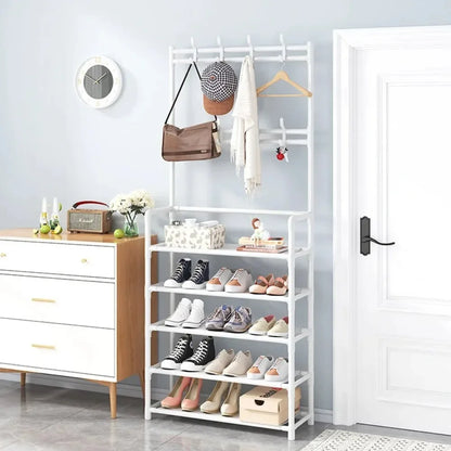 Strong Living Room Organizer Clothes Hat Coats Shoes Storage Shelf Doorway Hangers Shoe Shelf Coat  Hanger Multi-ayer Shoe Rack