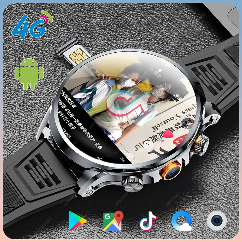 Google Play 1.95-inch 3D Smart Watch 4G Network SIM Card Download APP Camera GPS WIFI NFC Call Android Men Women Smartwatch