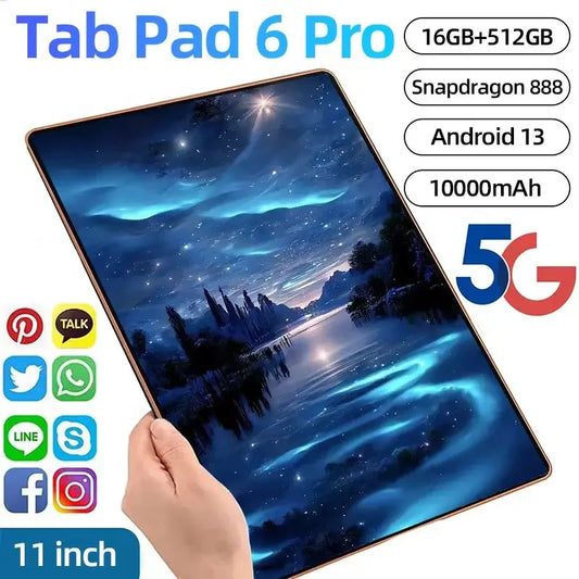 2024 Original HD 4K Pad 6 Pro Global Version Android 13 Tablet 16GB 1TB Snapdragon 888 10000mAh Tablets PC 5G Dual SIM WIFI Tab