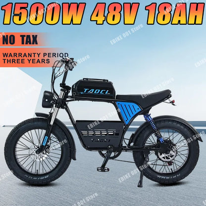 AKEZ USA Stock Off-road Electric Bicycle 48V18AH 1500W Motor 20inch Fat Tire Ebike Mountain Snow Electric Bike Adult Motorcycle