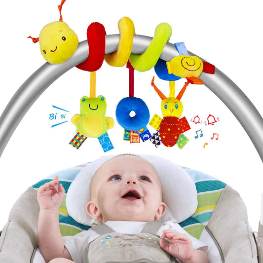 Spiral Stroller Toys Newborn Plush Hanging Baby Soft Rattle Sensory Toys Crib Mobile Bassinet for Babies Boys Girls Ideal Gifts