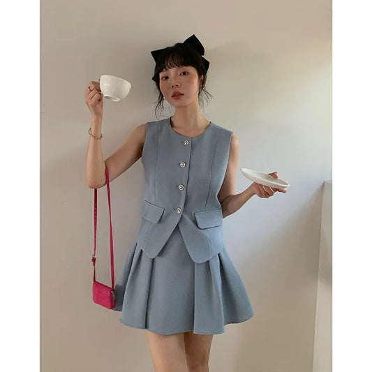 New Arrival Korea Style O-neck Women's Dress Suit Temperament Women's Wear Set Woman Two Pieces Fashion Outfits Streetwear