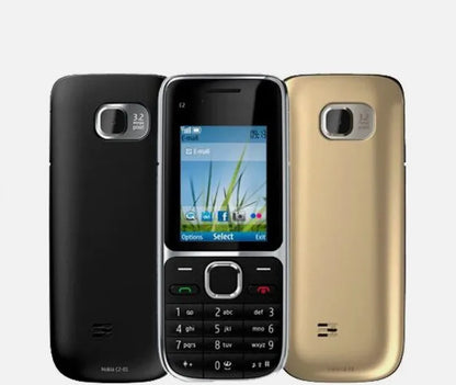 Original Unlocked  C2-01 1020mAh 3.15MP 3G  Hebrew Keyboard Engish Arabic Keyboard Used Cellphone Black &Gold Phone