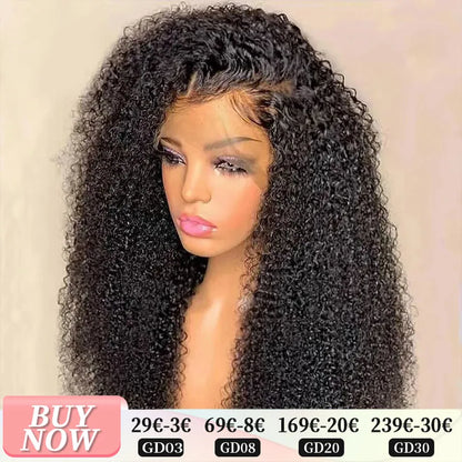 13x4 Jerry Curly Wig Lace Front Wig Deep Kinky Curly Human Hair Wigs Brazilian 4x4 Transparent Swiss Lace Frontal Closure Wigs