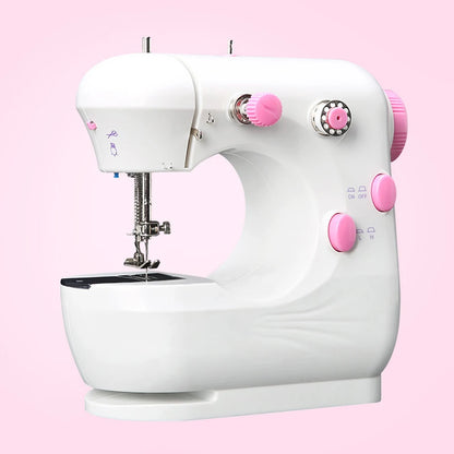 Mini Sewing Machines Portable Electric Household Stitching Sew Fabric Pedal Mini Foot Hand Table Model Sewing Electric Machine