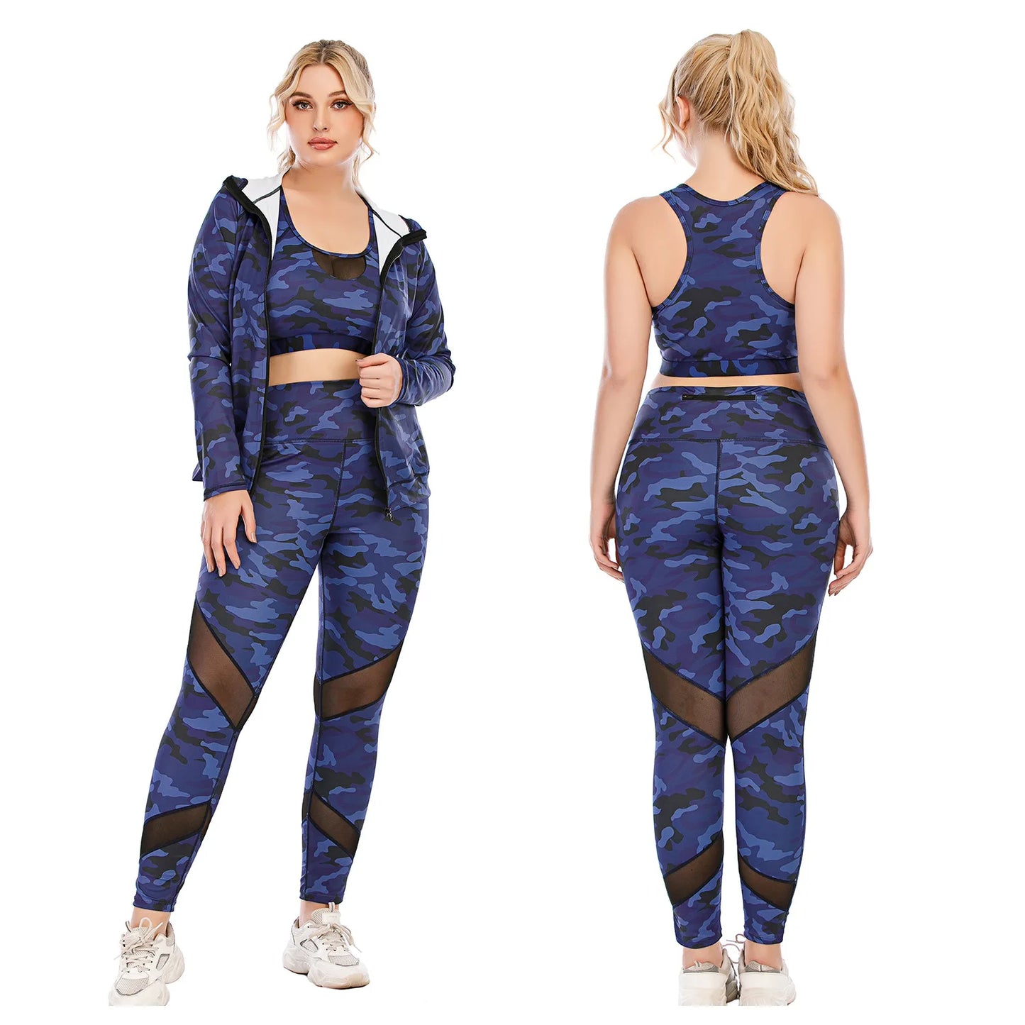 3PCS Oversized Sportswear Set for Women - XXXL Plus Size Gym Tracksuit - Comfortable and Stylish Activewear for Ladies