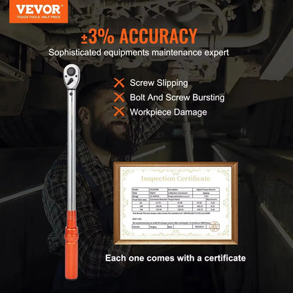 VEVOR Torque Wrench Set Mechanical Precision Pointer Hand Tools 1/2" 1/4" 3/8" Torque Wrench Mechanical Workshop Car Repair Tool