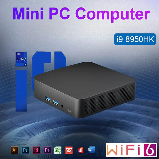 Mini PC Intel Core i9 8950HK Ultra Compact Pocket PC Dual SSD Full Feature Type C 4K 90Hz RAM16GB SSD 1TB/2TB Output Windows 11