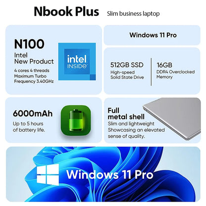 2024 N-one NBook Plus 14.1" Intel N100 Windows 11Pro  Laptop 16GB+512GB 1920*1080 Touch Screen 360° Folding Computer Notebook