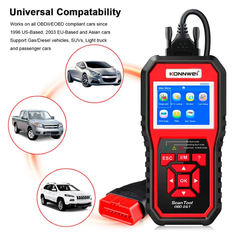 KONNWEI OBD2 KW850 Car OBD 2 Scanner Professional Scanner Diagnostic  Tools OBD2 Check Engine Check Automotive Code Reader