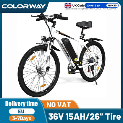 COLORWAY BK15 Electric Bike for Adults, 26" Mountain Bike, Electric Bicycle Commute E-bike with 36V 15Ah Removable Battery