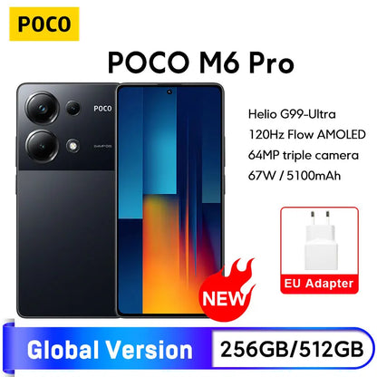 New POCO M6 Pro Global Version Smartphone NFC 256GB/512GB Helio G99 Ultra 64MP Camera with OIS 6.67'' 120Hz Flow AMOLED 67W