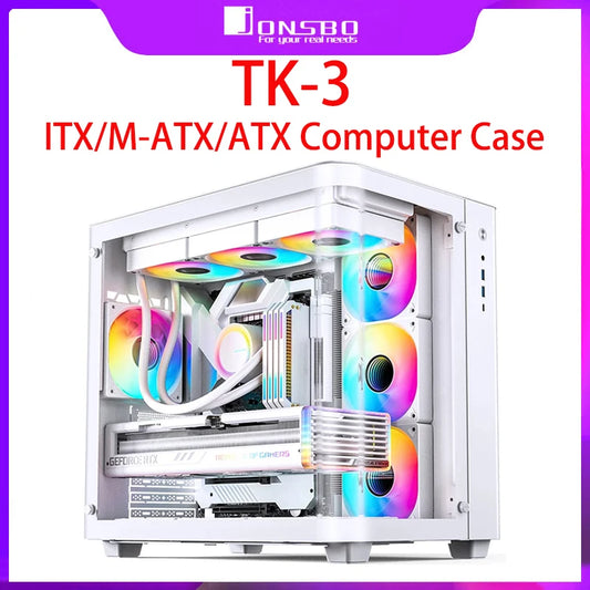 JONSBO TK-3 ITX/M-ATX/ATX Case for PC Gamer Cabinet Support Dual 360 Water Cooler Desktop Chassis Esports Game PC Case