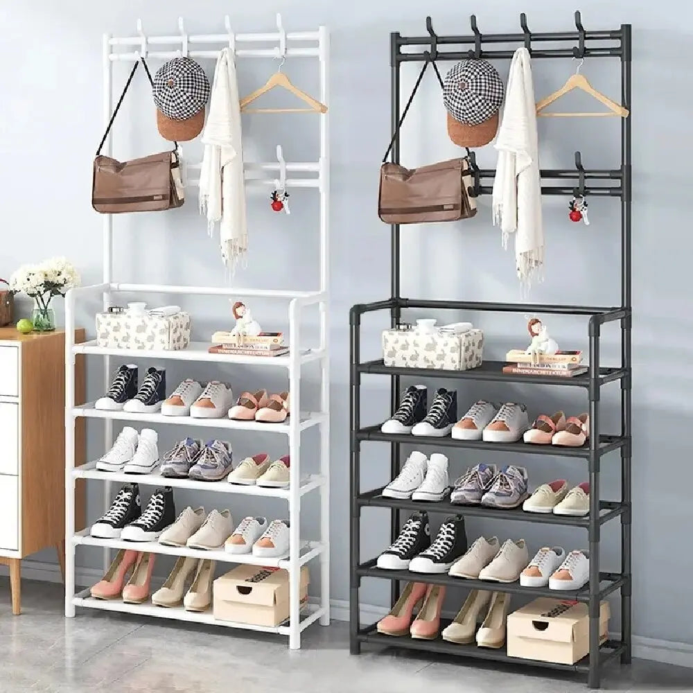 Strong Living Room Organizer Clothes Hat Coats Shoes Storage Shelf Doorway Hangers Shoe Shelf Coat  Hanger Multi-ayer Shoe Rack