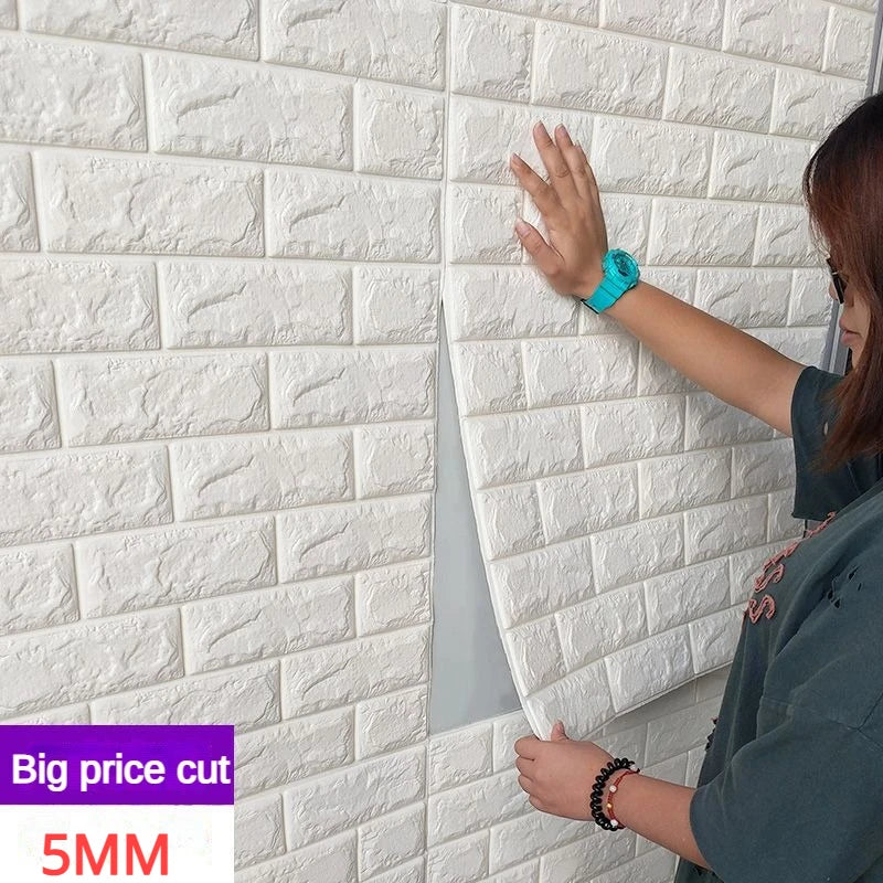 3/5MM 3D Wall Sticker Panel Foam Home Decoration DIY Wallpaper Living Room Bathroom  Tv Background Self Adhesive Panels 70*77cm