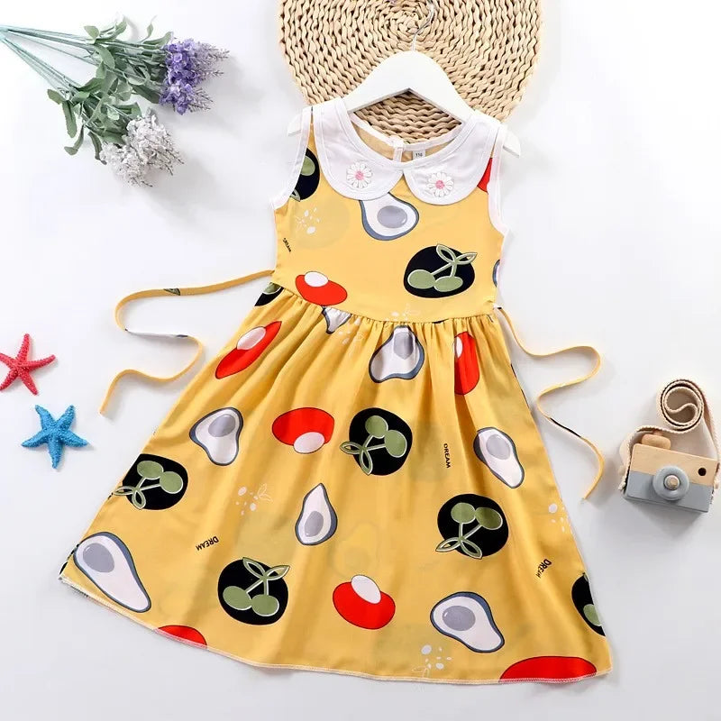 Dress for Girls Clothes Summer Sleeveless Dresses 4 5 6 7-year-old Kids Clothing Printed Fashion Children's Nightdress