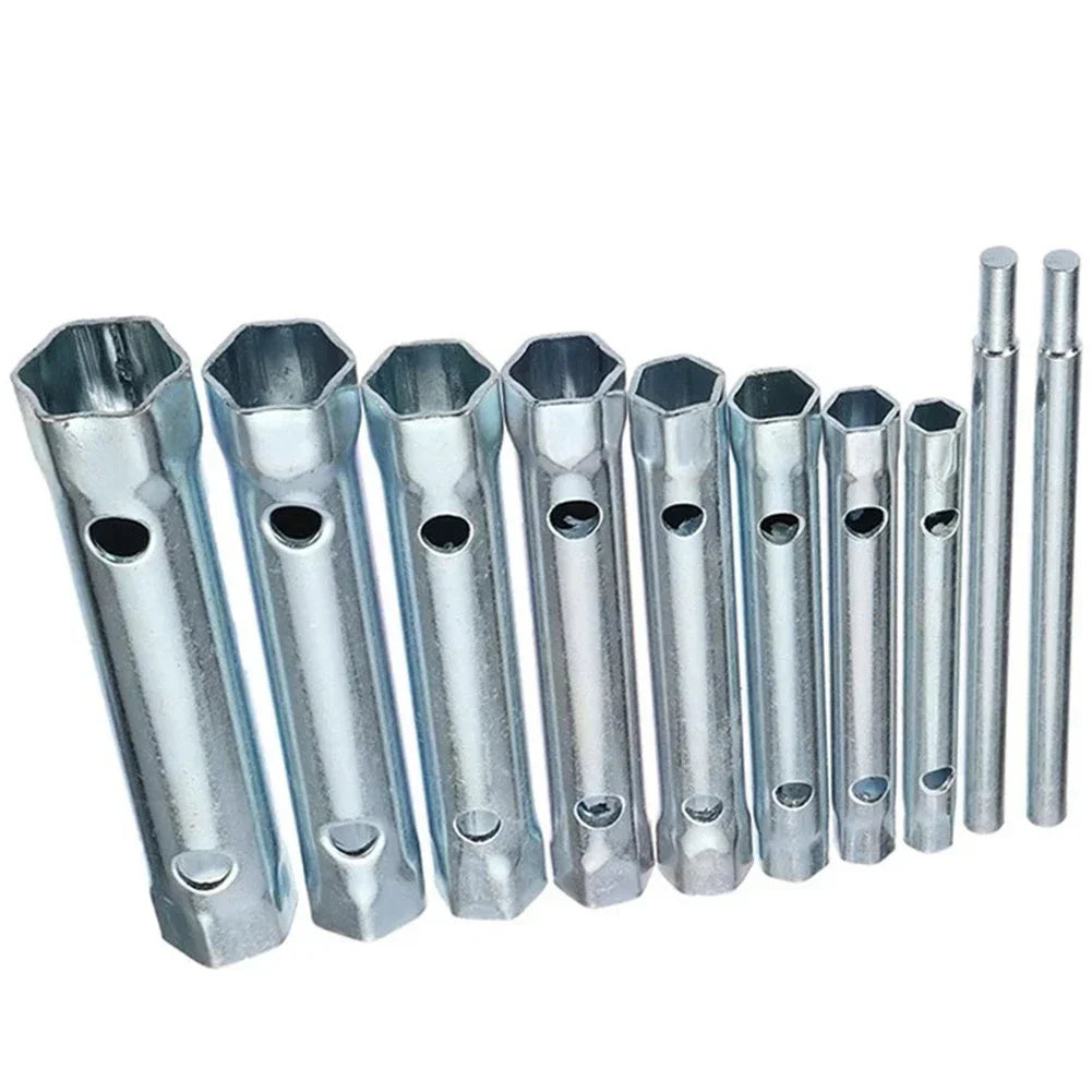 10pcs 6-22mm Metric Tubular Box Wrench Set Tube Bar Hollow Socket Wrench Automotive Plumb Repair Spanner Hand Tools