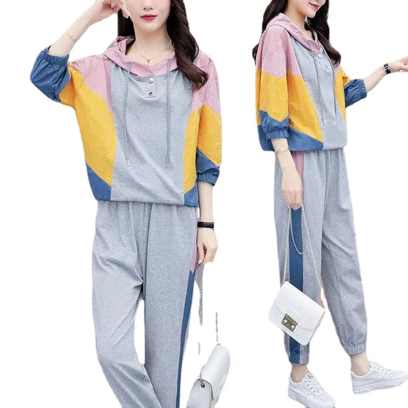 Winter Two Piece Sets Women Tracksuit Oversized Suit 2021 Autumn Trouser Suits Female Sweatshirt Solid Sports Hoodie Sportswear