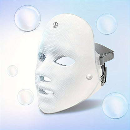 LED Facial Mask for Skin Rejuvenation, 7 Color Photon Light Therapy Mask, Anti-Aging & Wrinkle Reduction, USB Rechargeable with 400mAh Lithium Battery, Eye Protection Design, Unscented - 4V-12V