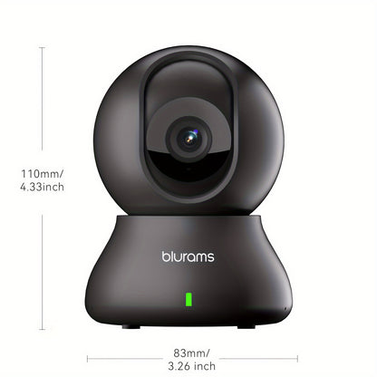 Blurams Indoor Security Camera 2K, 2.4GHz Only Pet Cameras House Security, 360° WiFi Baby Monitor, Motion Tracking & Detection, IR Night Vision, 2-Way Talk, SD&Cloud, Works with Alexa & Google Assistant