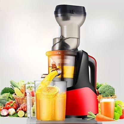 Hilton Double Helix Slow Juicer - 3.1"(80mm) Rotatable Feed Chute, Cold Press Juicer for Vegetable and Fruit, Easy to Clean with Brush, Includes Coarse and Pure Juice Filter, Ice Cream Filter, and Two Juice Cups for Household and Commercial Use