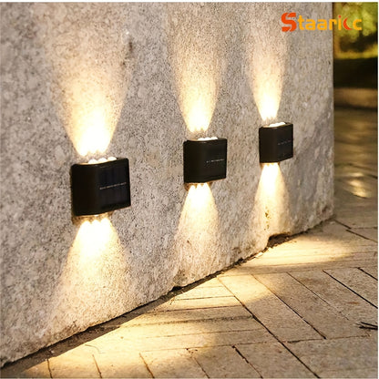 Staaricc 6/4/2pcs Solar Wall Light, Outdoor 6 LED Deck Lights, Wall Light, For Courtyard, Street, Fence, Garage, Garden Perfect Decoration Eid Al-Adha Mubarak