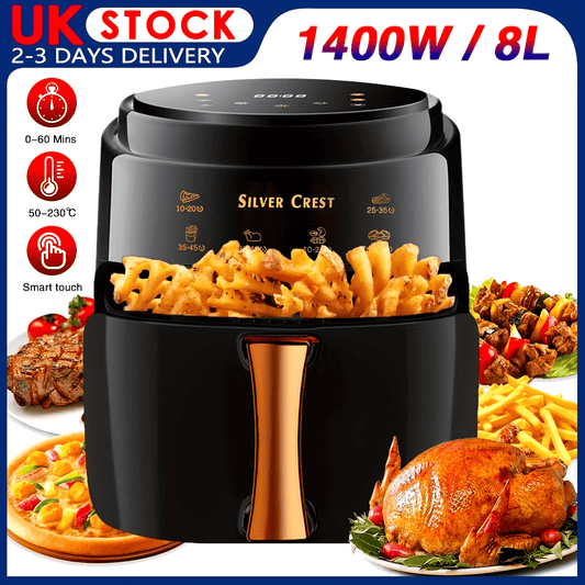 4.5L/8L/15L Pro Digital Air Fryer - 1400W Rapid Air Circulation, 30/60-Minute Timer, Fully Adjustable Temperature Control For Healthy Oil-Free & Low-Fat Cooking, Non-Stick Basket, Easy Cleaning, Space-Saving Design