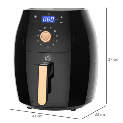 Air Fryer 5.5L 1700W with Digital Display Rapid Air Circulation Adjustable Temperature 60Min Timer Preheat Dishwasher Safe Basket for Healthy Oil Free Low Fat Cooking, Black & Rose Gold