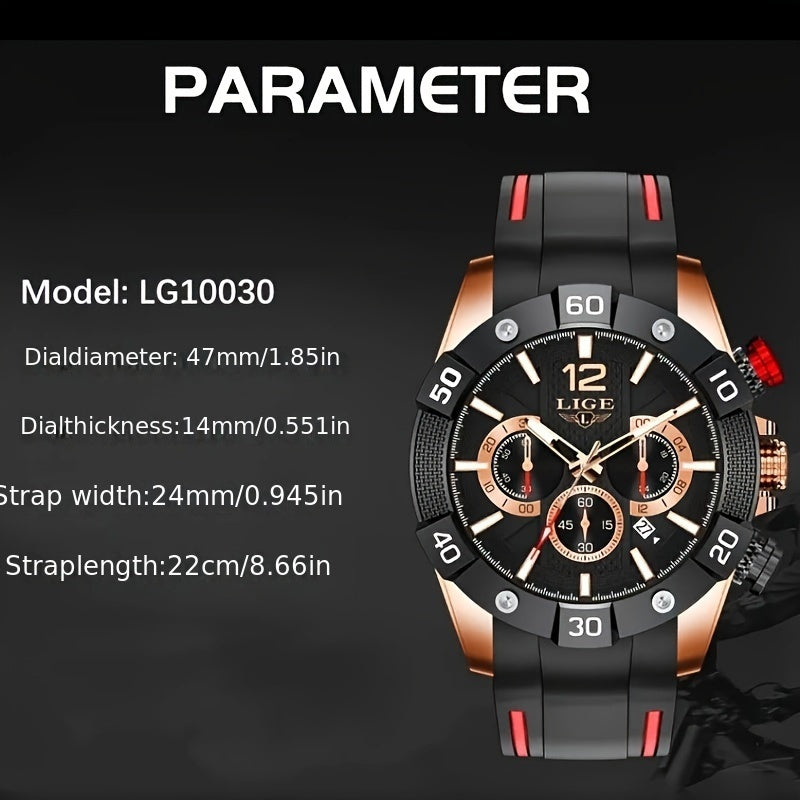 LIGE Watch Men Sport Quartz Wristwatch Chronograph Mens Watches Luminous Date Clock Watch for Men