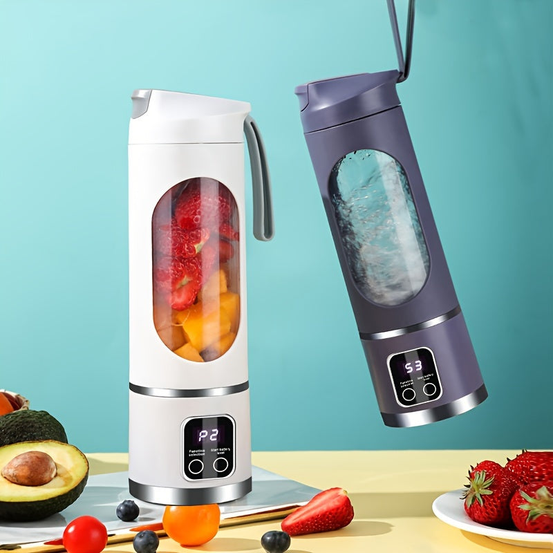 450ml Portable USB Rechargeable Blender with LED Display - Compact, Lightweight, and Easy-to-Clean Design for On-the-Go Smoothies, Fresh Juice, and Nutrition - Perfect for Travel, Camping, and Office Use