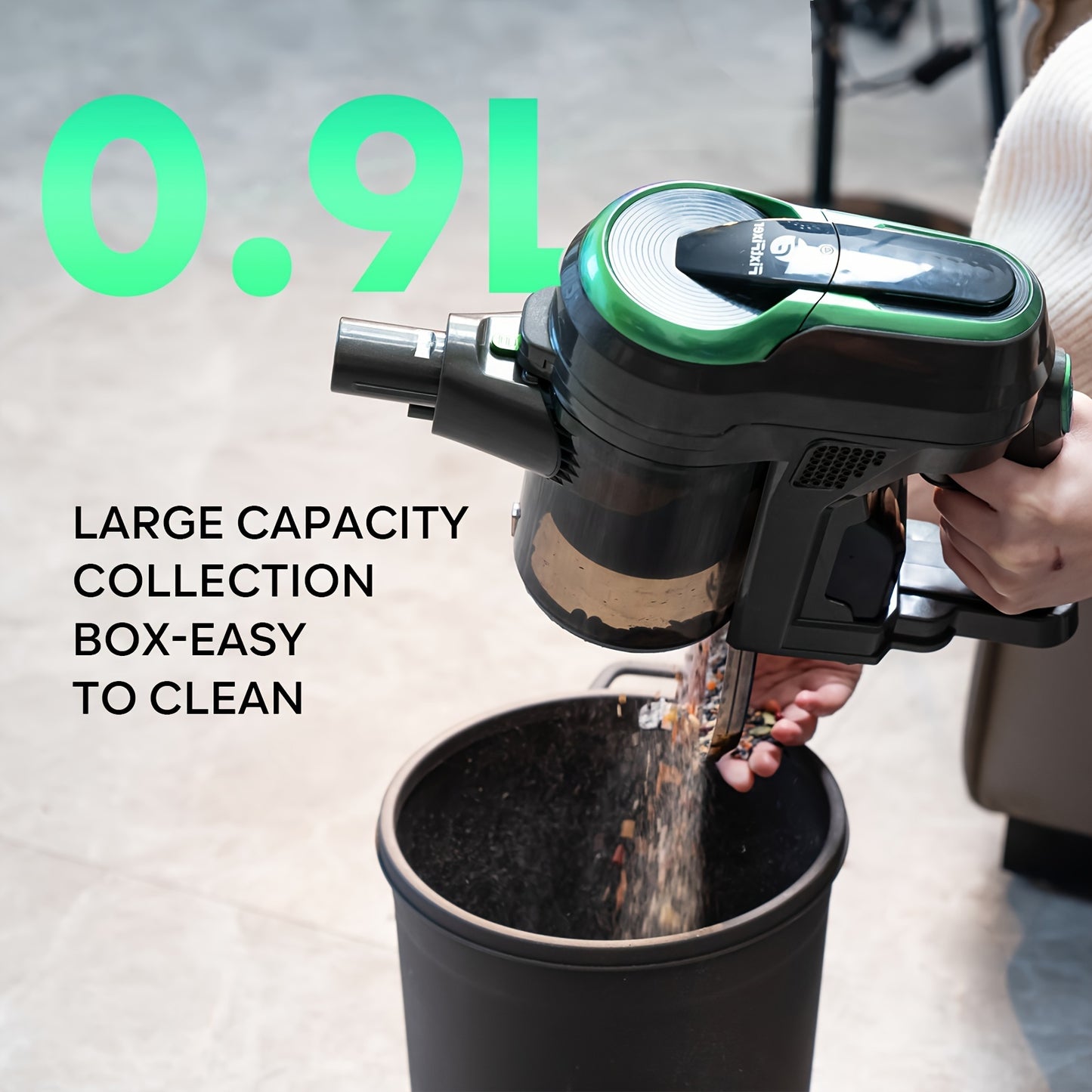 Fixtfixer 3 In 1 Handheld Vacuum, Foldable Cordless Vacuum Cleaner, Rechargeable Vacuum Cleaner, 30000Pa/350W Powerful Suction, 8*2200mAh Batteries, 0.9L Collection Box, To Clean Pet Hair, Sofa, Floors And Carpets, Green