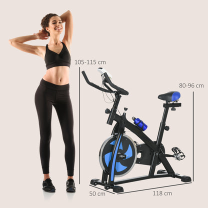 Indoor Exercise Bike, Stationary Bike, Cycling Machine with Adjustable Seat and Resistance, Heart Rate Sensor, for Home Gym Workout