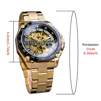 Elegant Men's Automatic Mechanical Watch with Stainless Steel Band - Classic Hollow Design, Perfect Gift for Him