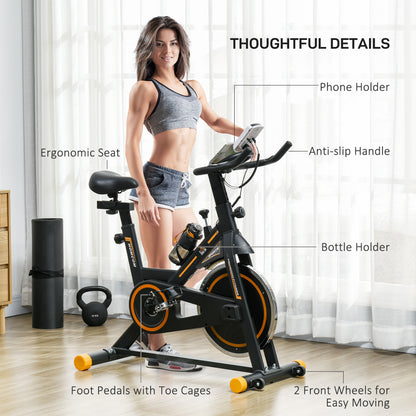 Exercise Bike, Indoor Cycling Bike for Home Use, Stationary Bike with LCD Display and Heart Rate Sensor, Static Fitness Bike for Home, Gym, Office, Cardio Workout