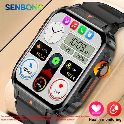 SENBONO Smartwatch with Wireless Calling - Waterproof, Fitness Tracker with Sleep Monitor, Step & Calorie Counter, Music Control - Ideal for Outdoor Sports & Gifts