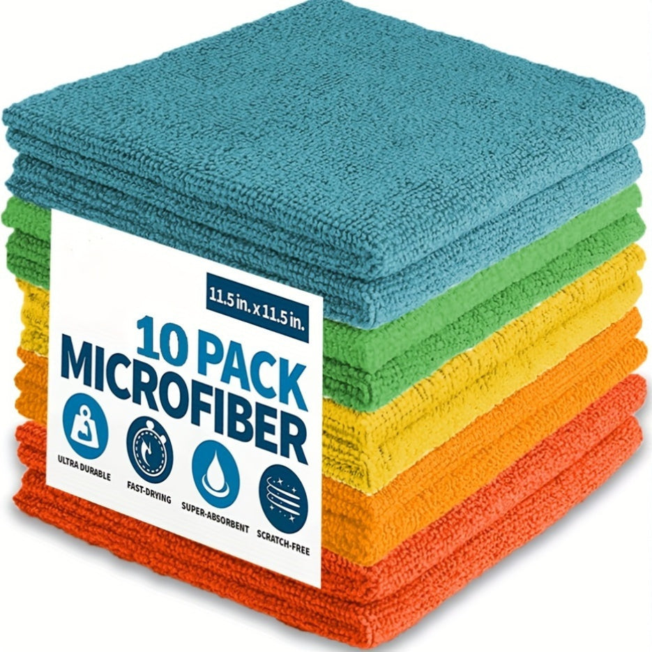 Microfiber Cleaning Cloths Pack - Polyester Woven Towels for Kitchen, Bathroom, Living Room, Toilet - Multipurpose Household Rags, Dusting Dishwashing Cloth, Quick Absorbent & Scratch-Free