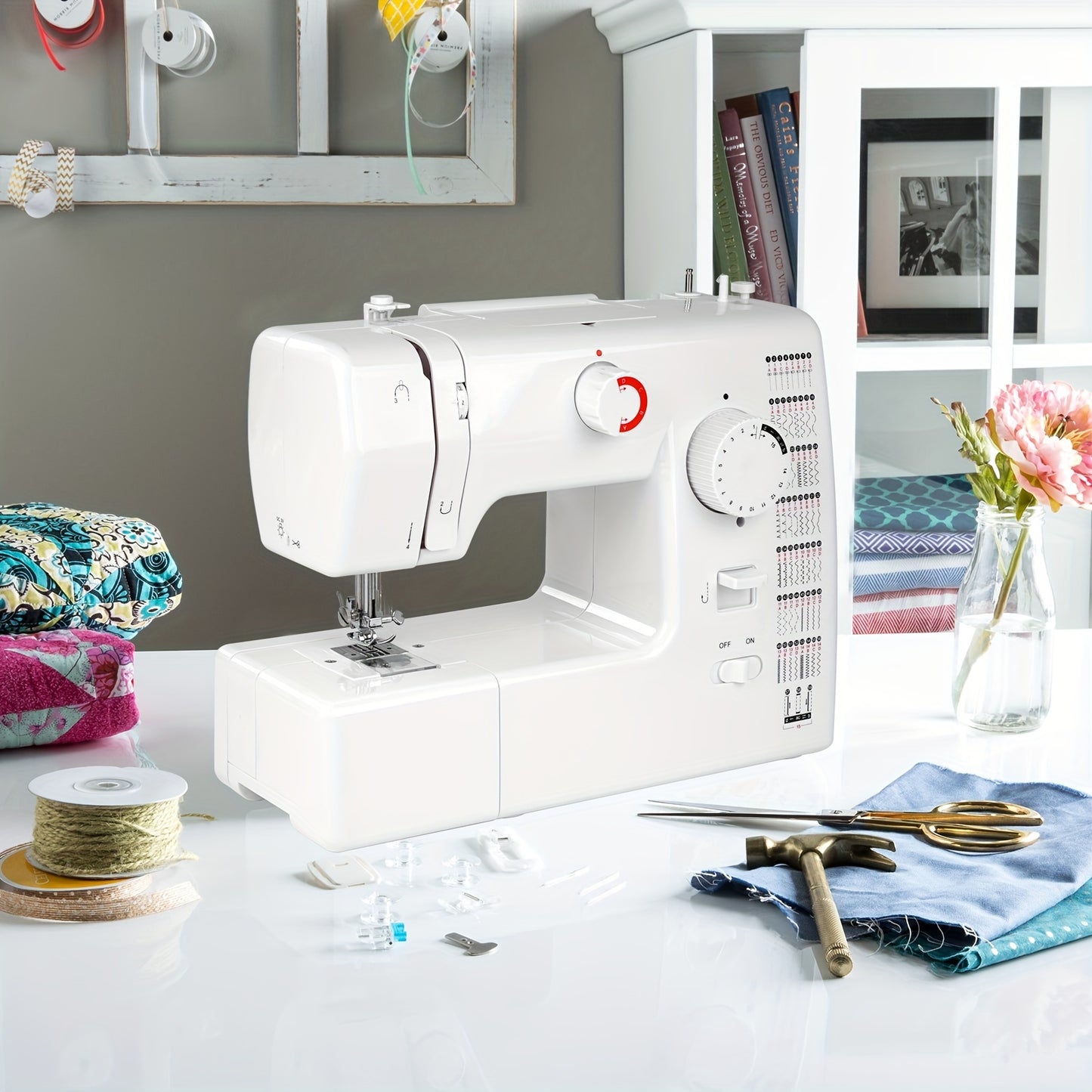 705 Sewing Machine With 59 Stitch Programs, Electric Sewing Machine For Children And Beginners, Mini With Foot Pedal, Electricity And Battery Operation, LED Light, Automatic Forward And Reverse