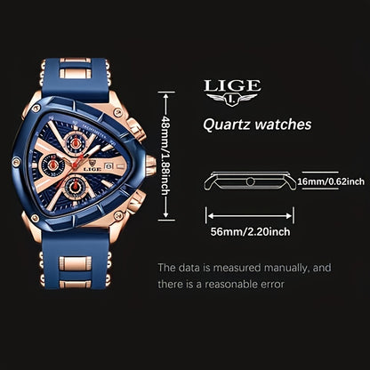 Triangle Luminous Pointers Fashion LIGE Quartz Wristwatch, Ideal Choice For Gift