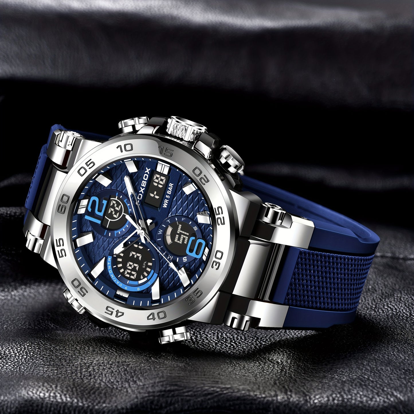 Improve product title: "Waterproof Dual Display Men's Sports Watch with Alarm, Chronograph, and Luminous Features - Ideal Gift"