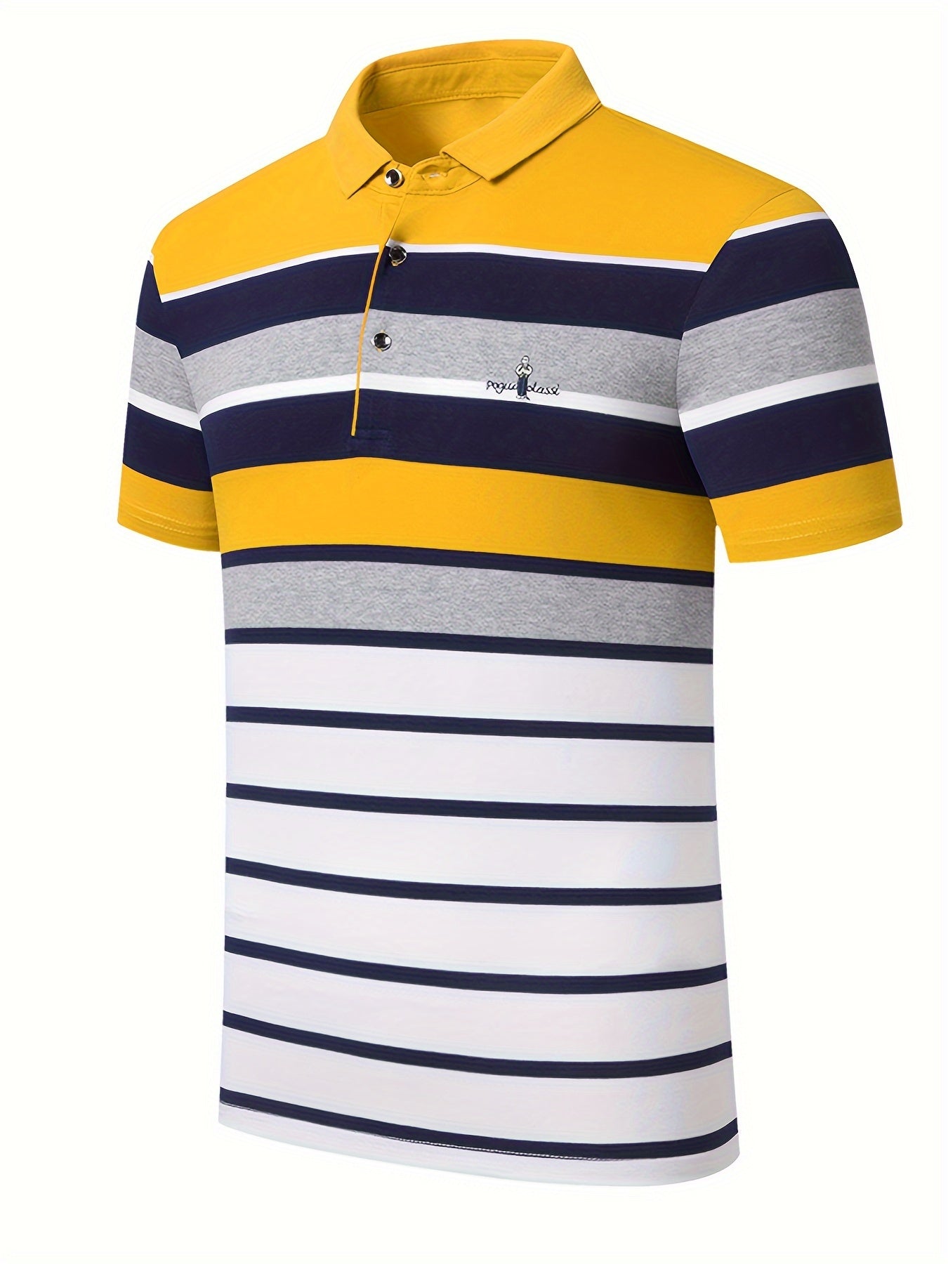 Optimize product title: Men's Classic Striped Golf Shirt - Casual Short Sleeve Cotton Blend Polo Shirt for Outdoor Activities